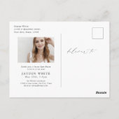 Minimal Modern Chic Script Foto Abschluss laden ei Postkarte (Rückseite)