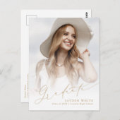 Minimal Modern Chic Script Foto Abschluss laden ei Postkarte (Vorne/Hinten)