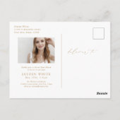 Minimal Modern Chic Script Foto Abschluss laden ei Postkarte (Rückseite)