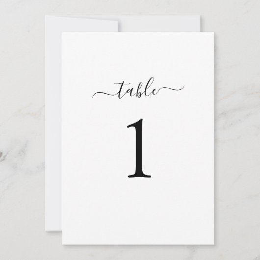 Minimal Modern Chic Wedding Tischnummer Card (Vorderseite)