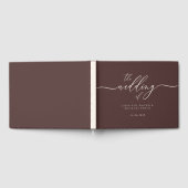 Minimal Modern Chocolate Brown Wedding Guest Gästebuch (Voll)