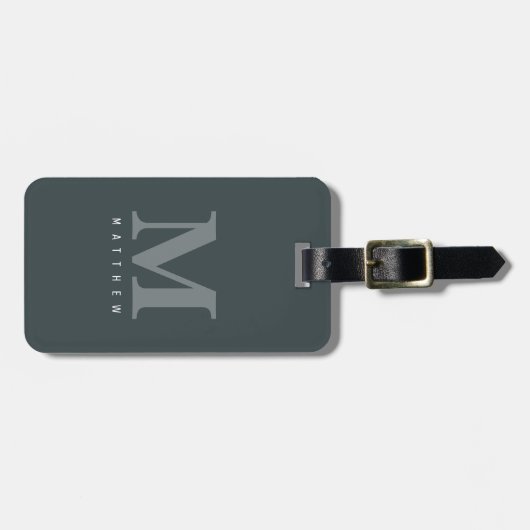 Minimal Modern Classic Monogrammed Green Custom Gepäckanhänger (Vorderseite horizontal)