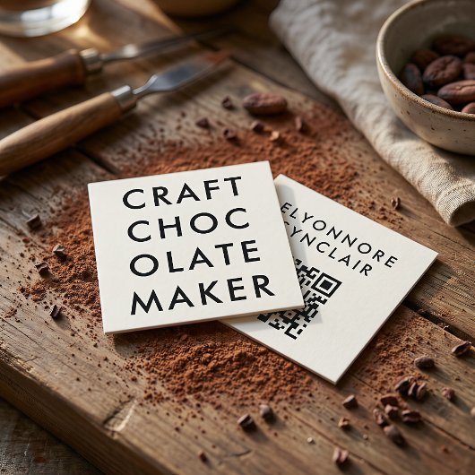 Minimal Modern Craft Chocolate Maker Qr Code Quadratische Visitenkarte