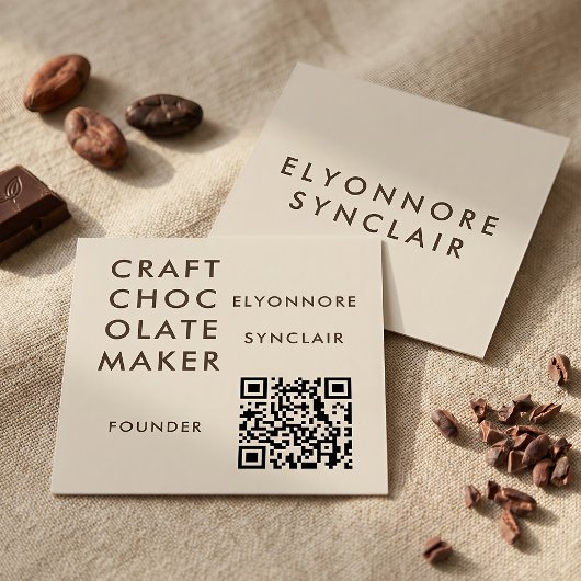 Minimal Modern Craft Chocolate Maker Qr Code Quadratische Visitenkarte