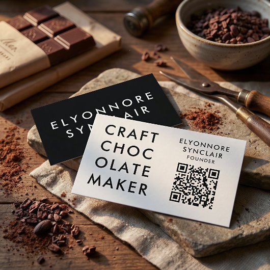 Minimal Modern Craft Chocolate Maker Qr Code Visitenkarte