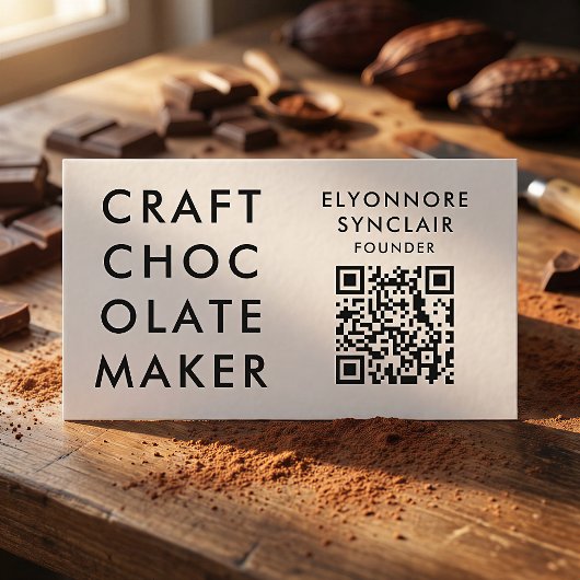 Minimal Modern Craft Chocolate Maker Qr Code Visitenkarte