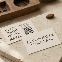 Minimal Modern Craft Chocolate Maker Qr Code Visitenkarte