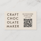Minimal Modern Craft Chocolate Maker Qr Code Visitenkarte (Rückseite)