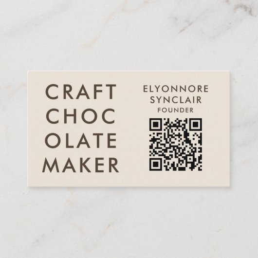 Minimal Modern Craft Chocolate Maker Qr Code Visitenkarte (Rückseite)