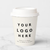 Minimal Modern Custom Logo Business – Ivory Beige Pappbecher (Vorderseite)