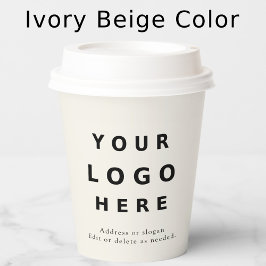 Minimal Modern Custom Logo Business – Ivory Beige Pappbecher