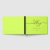 Minimal Modern Cyber Lime Jet Black Wedding Guest Gästebuch (Voll)