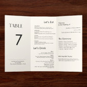 Minimal Modern Dreifach Hochzeitsmenü Tischnummer