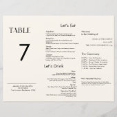 Minimal Modern Dreifach Hochzeitsmenü Tischnummer (Vorderseite)