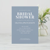 Minimal Modern Dusty Blue Bridal Dusche Einladung (Stehend Vorderseite)