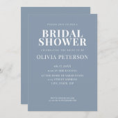 Minimal Modern Dusty Blue Bridal Dusche Einladung (Vorne/Hinten)