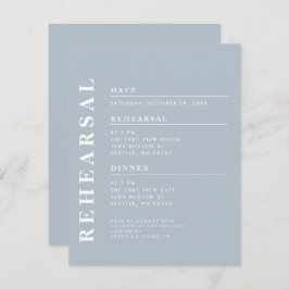 Minimal Modern Dusty Blue Probe Dinner Elegante Einladung