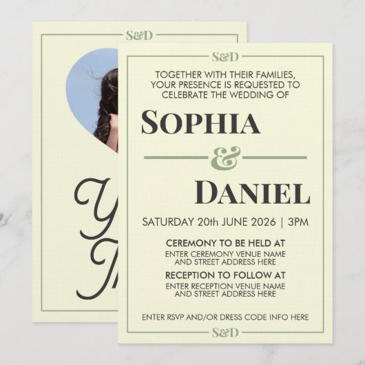 Minimal Modern Editable Wedding Einladung (Vorne/Hinten)