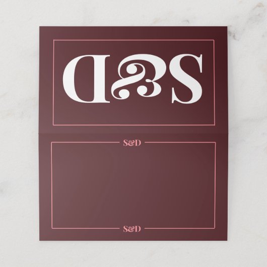 Minimal Modern Editable Wedding Platzkarte (Außenseite Aufgefaltet)