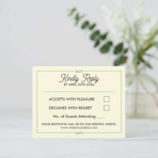 Minimal Modern Editable Wedding RSVP Karte (Stehend Vorderseite)