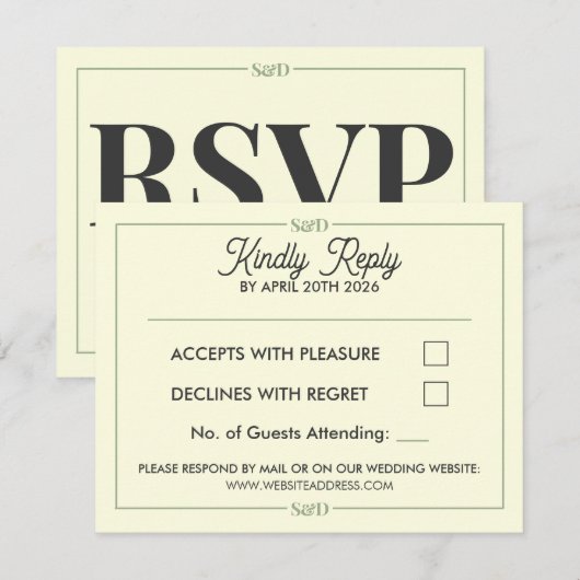 Minimal Modern Editable Wedding RSVP Karte (Vorne/Hinten)