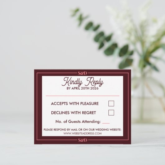 Minimal Modern Editable Wedding RSVP Karte (Stehend Vorderseite)