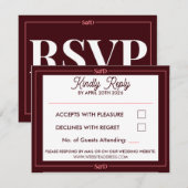 Minimal Modern Editable Wedding RSVP Karte (Vorne/Hinten)