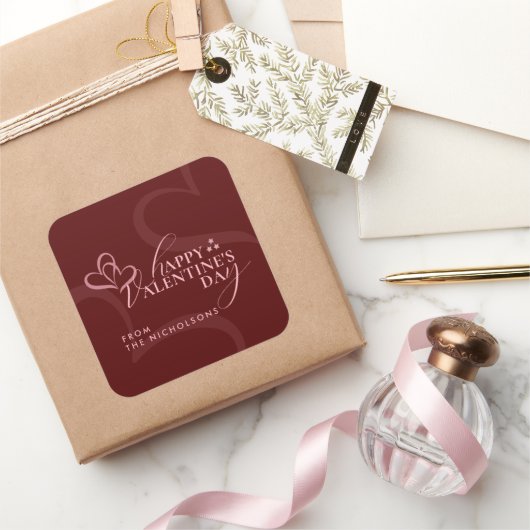 Minimal Modern Elegant Typography Valentine's Day Quadratischer Aufkleber (Schenken)