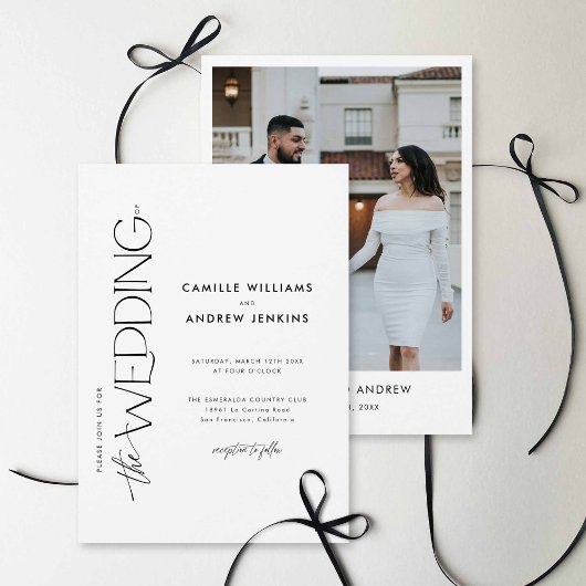 Minimal Modern Elegant Wedding Photo Invitation Einladung