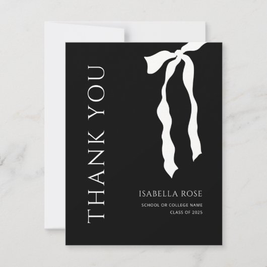 Minimal Modern Eleganter einfacher Bow-Abschluss Dankeskarte (Vorderseite)