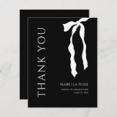 Minimal Modern Eleganter einfacher Bow-Abschluss Dankeskarte (Vorne/Hinten)