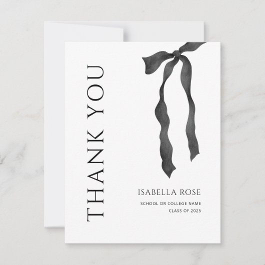 Minimal Modern Eleganter einfacher Bow-Abschluss Dankeskarte (Vorderseite)