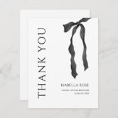 Minimal Modern Eleganter einfacher Bow-Abschluss Dankeskarte (Vorne/Hinten)