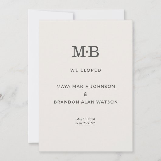Minimal Modern Elopement Announcement Card Einladung (Vorderseite)