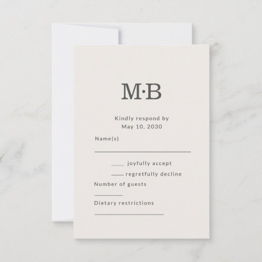 Minimal Modern Elopement Wedding RSVP Card Karte (Vorderseite)