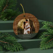 Minimal Modern Engaged & Merry 2 Photo Engagement Keramik Ornament