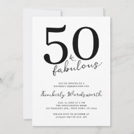 Minimal Modern Fifty and Fabulous 50th Birthday Einladung