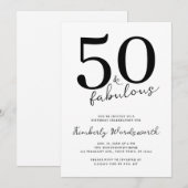 Minimal Modern Fifty and Fabulous 50th Birthday Einladung (Vorne/Hinten)