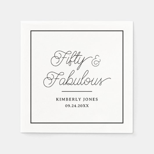 Minimal Modern Fifty & Fabulous 50th Birthday Serviette (Vorderseite)