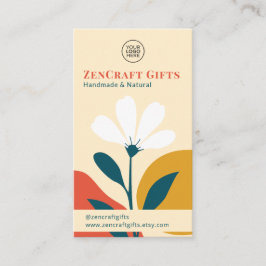 Minimal Modern Floral Terracotta Mustard Green Visitenkarte