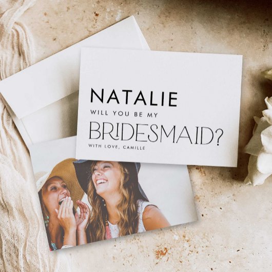 Minimal Modern Foto Bridesmaid Vorschlag Card Einladung