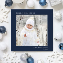 Minimal Modern frohe Weihnachten Foto Blau