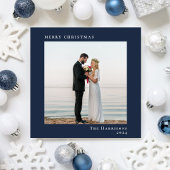 Minimal Modern frohe Weihnachten Foto Blau