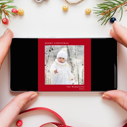 Minimal Modern frohe Weihnachten Foto Rot