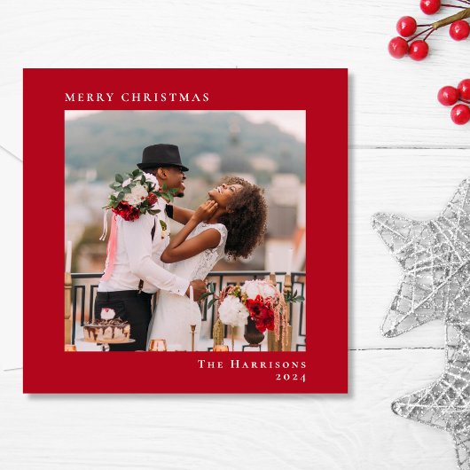 Minimal Modern frohe Weihnachten Foto Rot