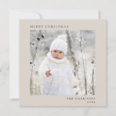 Minimal Modern frohe Weihnachten Foto Taupe (Vorderseite)