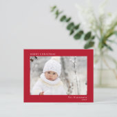 Minimal Modern frohe Weihnachten Rotes Foto (Stehend Vorderseite)