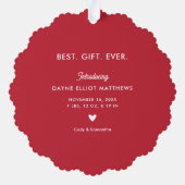 Minimal Modern Full Foto First Christmas Ornament Karte (Rückseite)