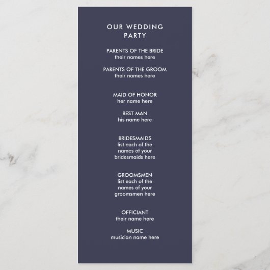 Minimal Modern Geometric Diamond Wedding Program Programm (Rückseite)