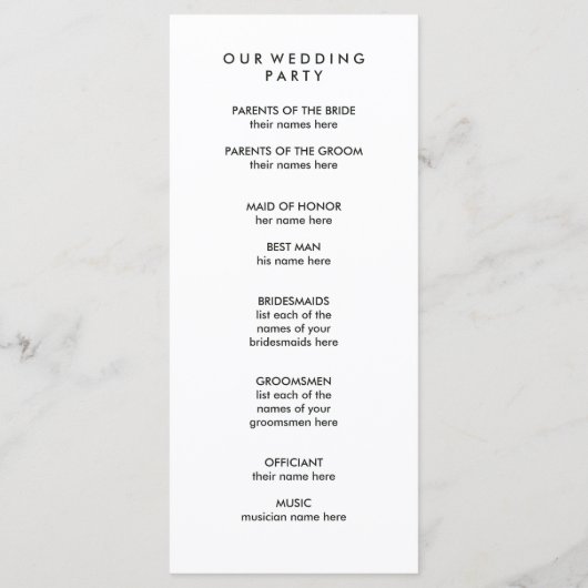 Minimal Modern Geometric Diamond Wedding Program Programm (Rückseite)